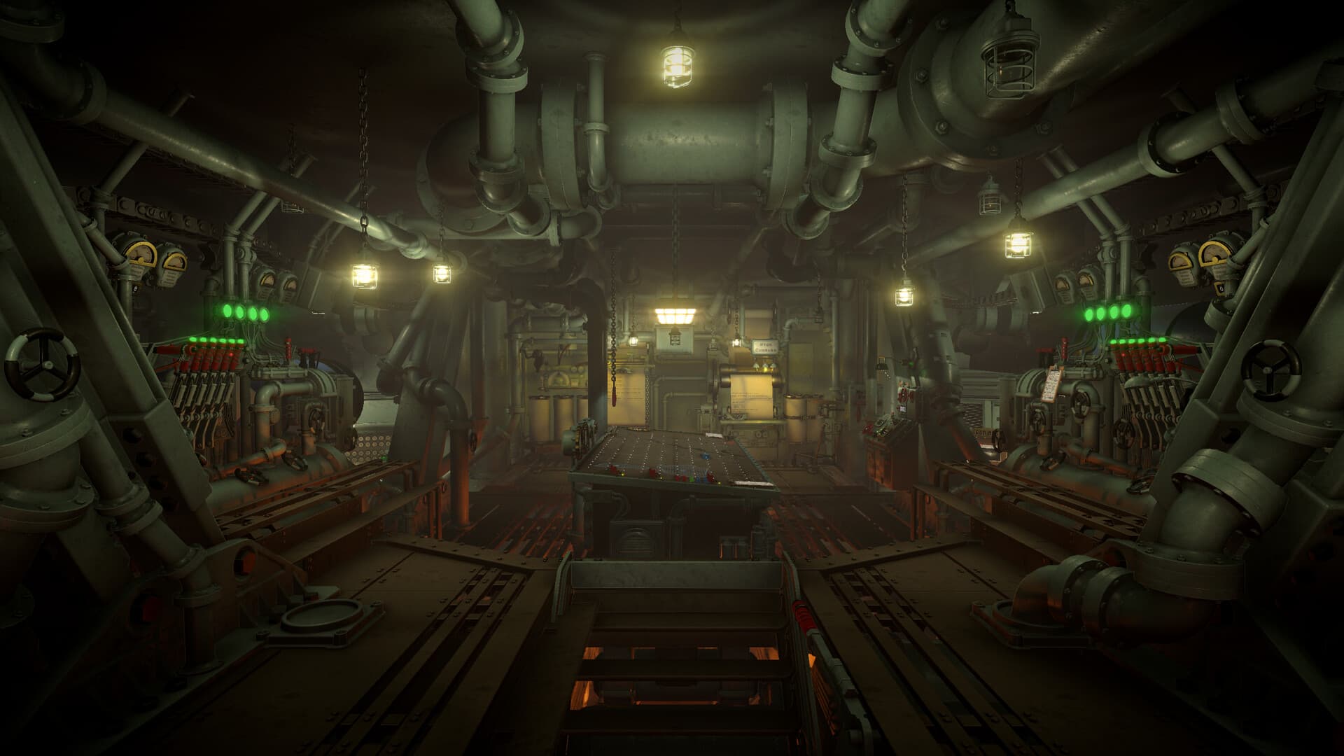 IRON NEST turret interior wide shot with control stations